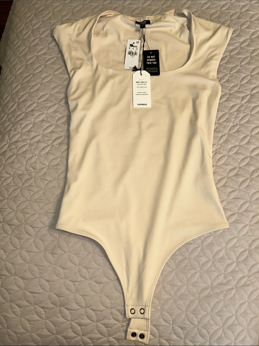 Express Ivory Scoop Neck Bodysuit